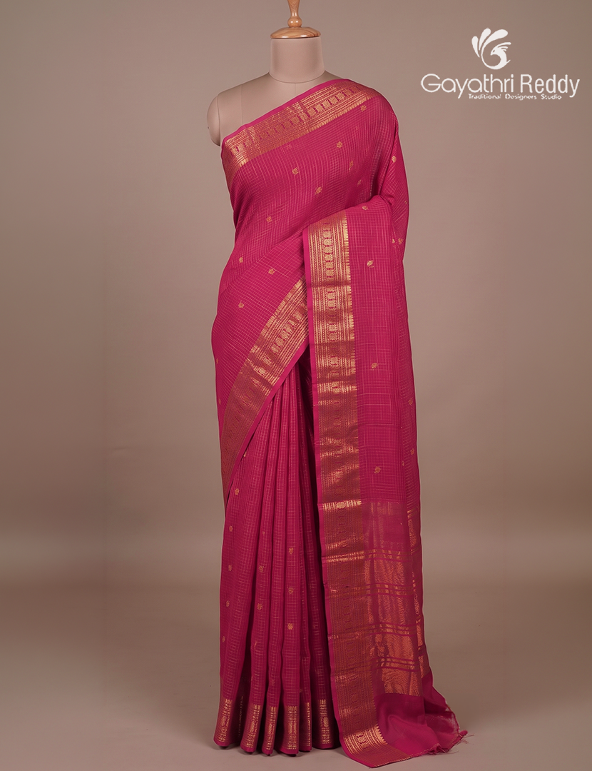 Semi Mysore Crepe Saree in Rani Pink