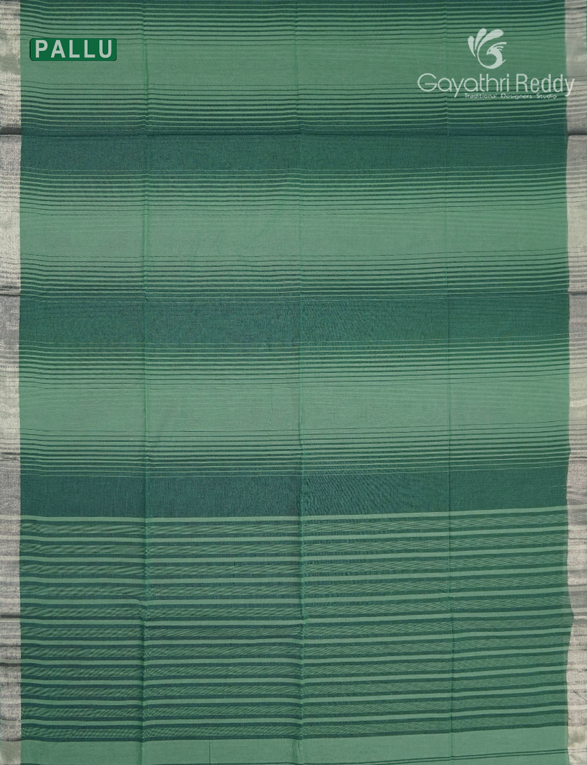 Pure Kanchi Cotton Saree in Rama Green and Sea Green