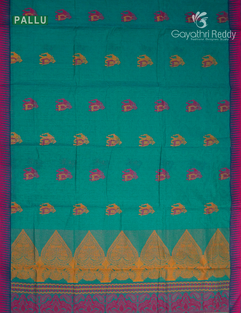 Pure Kanchi Cotton Saree in Sea Green