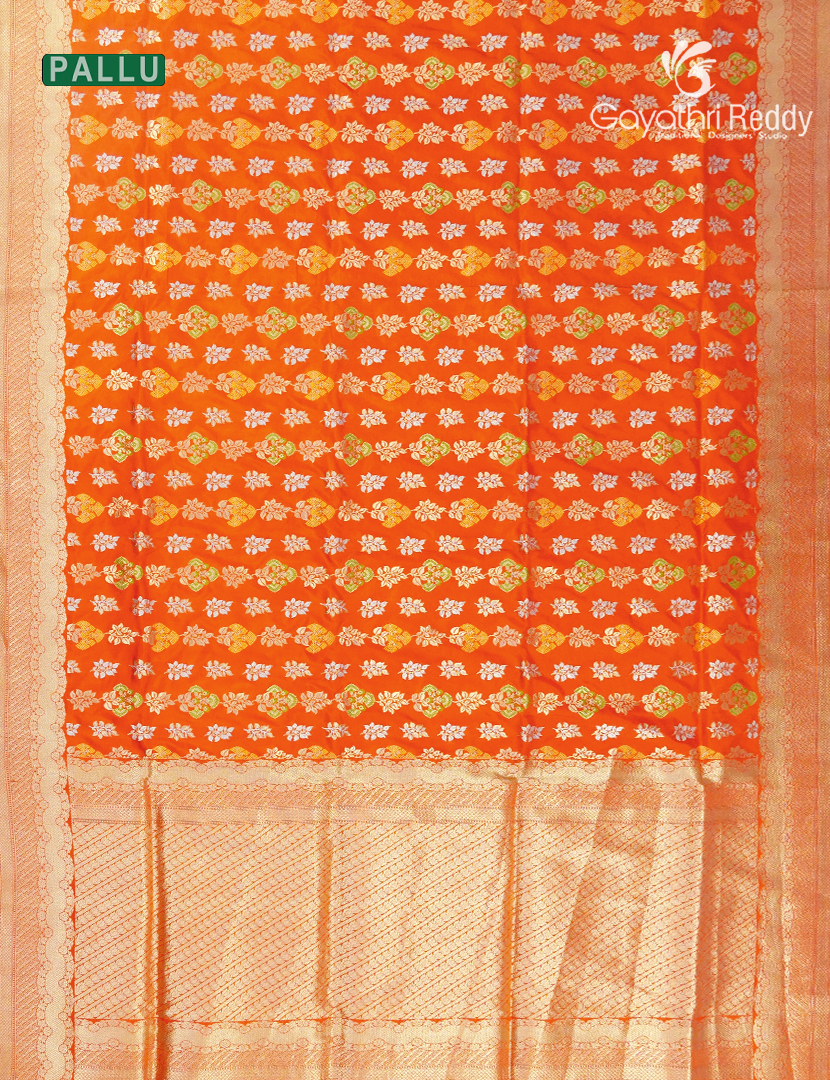 Pure Banaras Katan Silk Saree in Orange