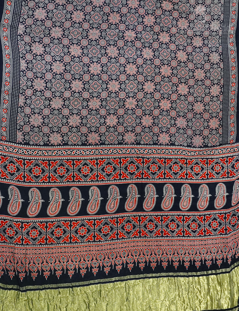 MODAL AJRAKH PRINT SAREE-PMS85