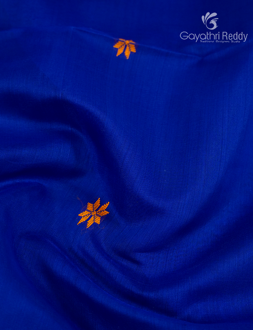 Pure Chanderi Sico Saree Royal Blue