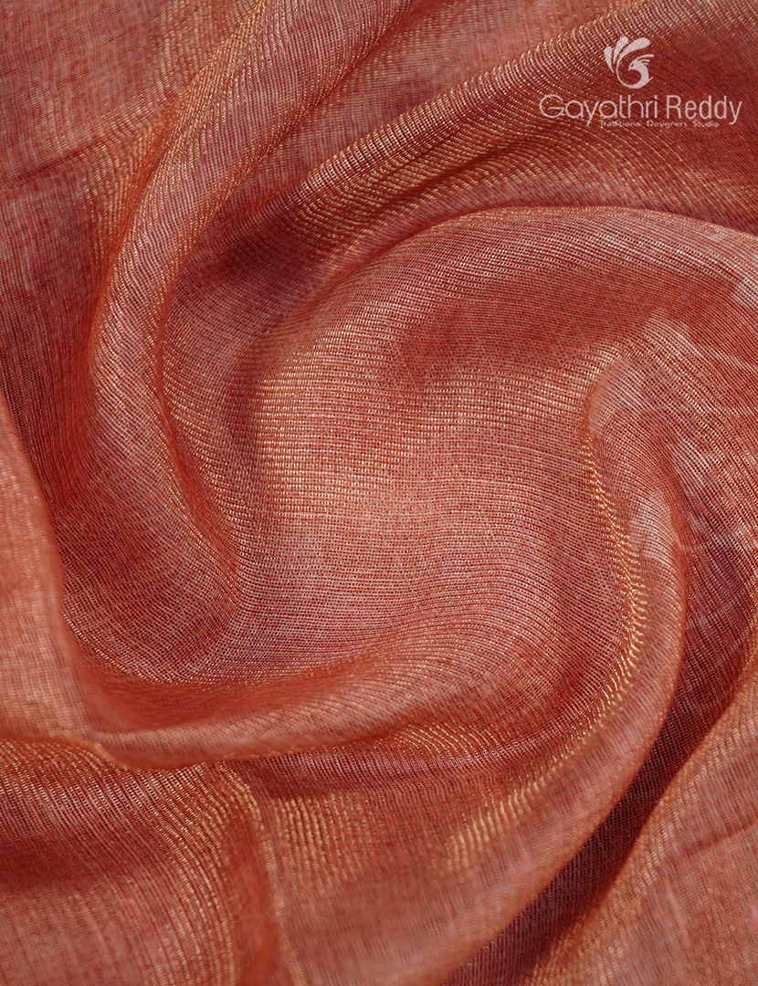Linen Silk Saree in Pastel Rust