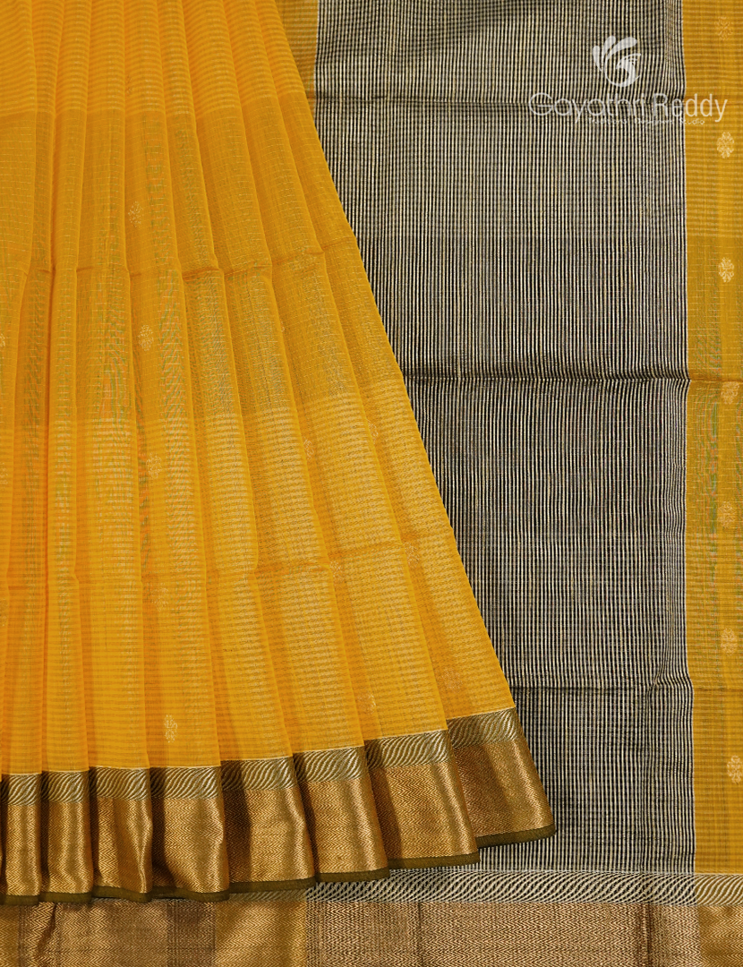 Pure Chanderi Sico Saree in Golden Yellow