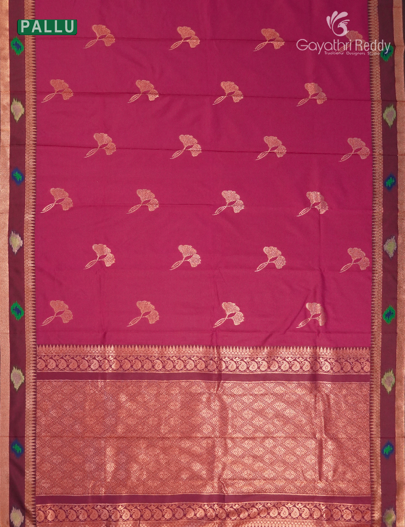 Semi Kanchipuram Art Silk Saree in Rani Pink