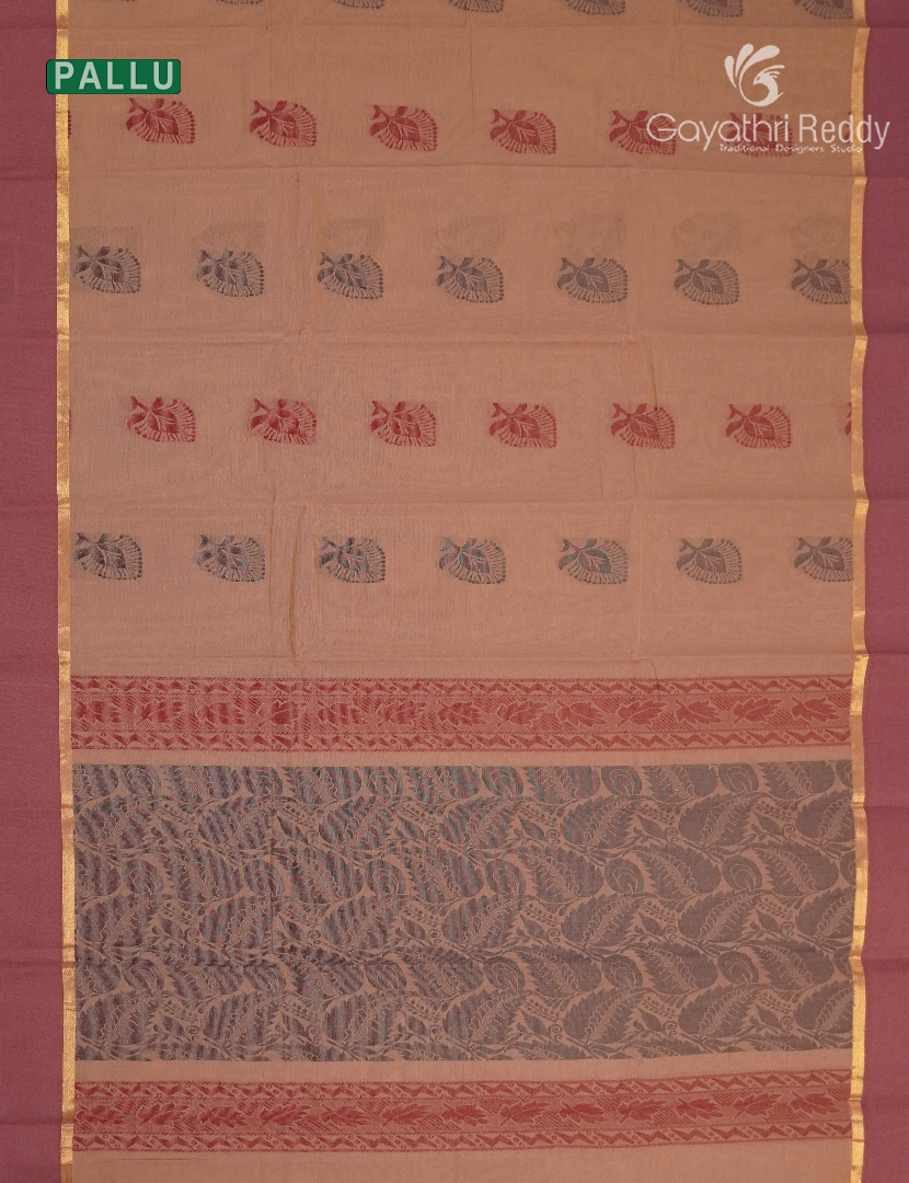 Pure Kanchi Cotton Saree in Peach