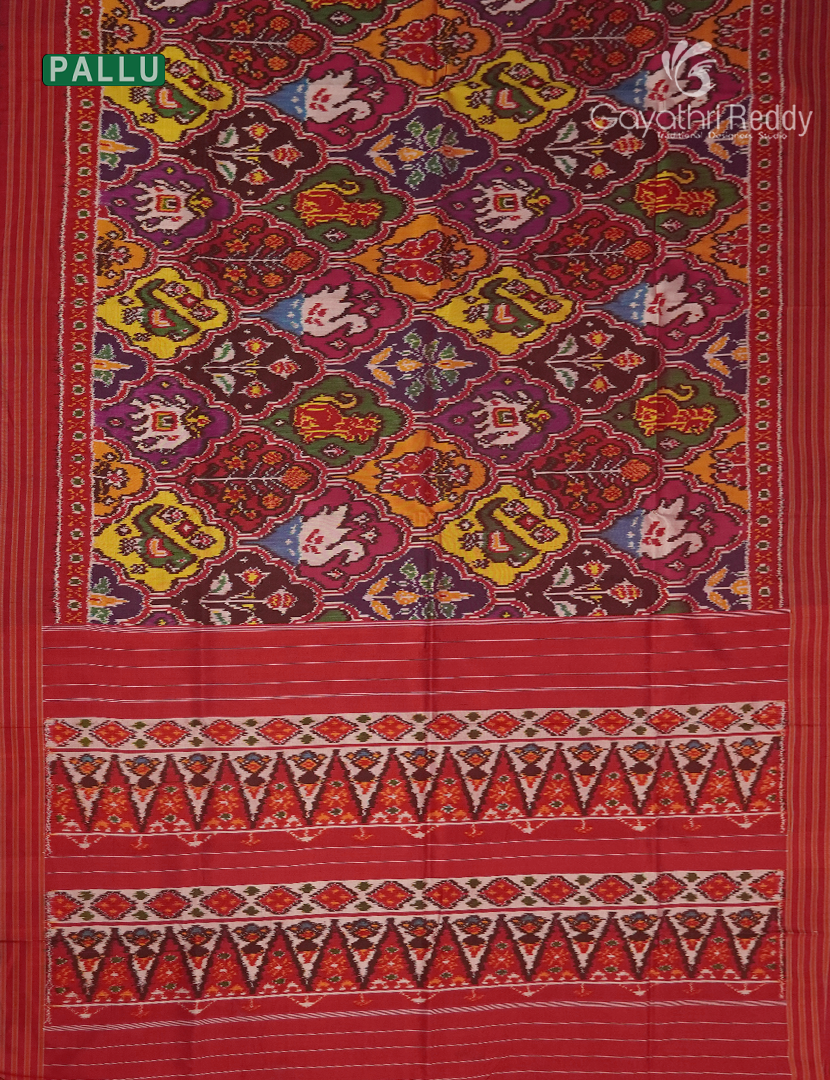Pure Ikat Silk Saree in Red