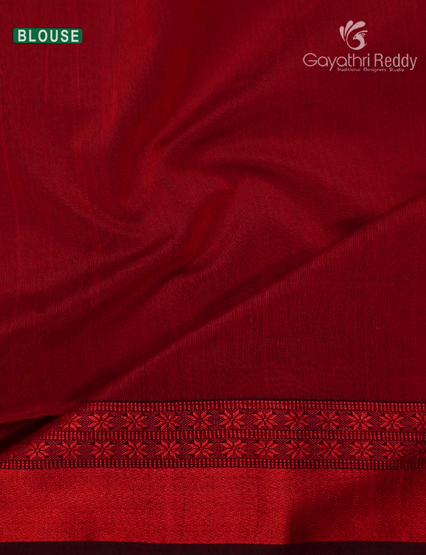 Pure Chanderi Sico Saree in Deep Mustard and Red