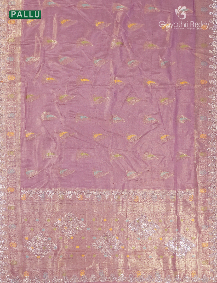 Semi Kanchipuram Silk Fancy Saree in Rose Gold