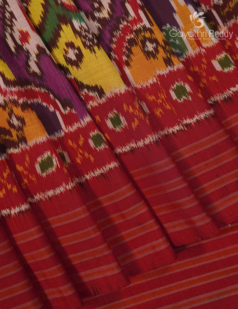 Pure Ikat Silk Saree in Red