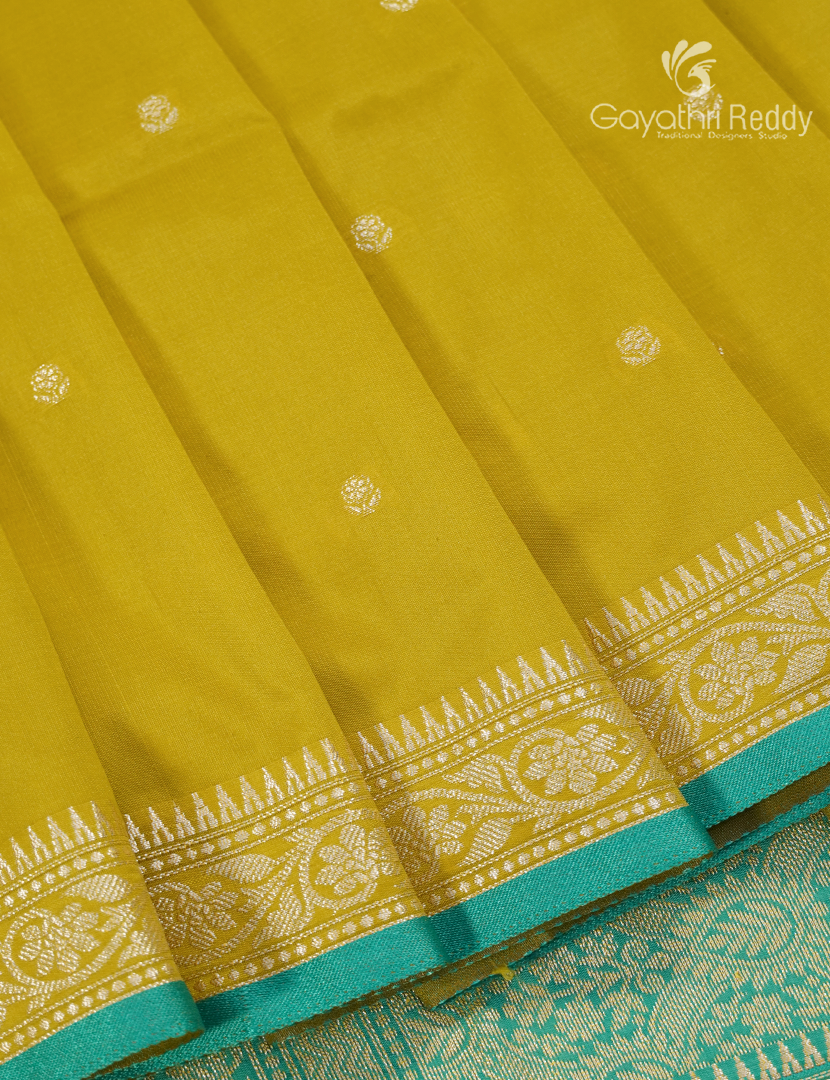 Semi Katan Silk Saree in Lime Yellow