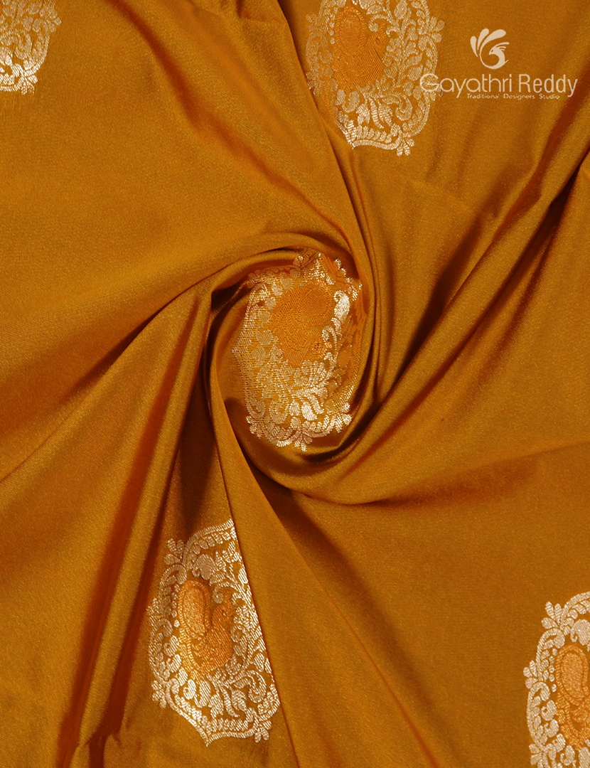 Soft Silk Saree in Deep turmeric and Deep Brown