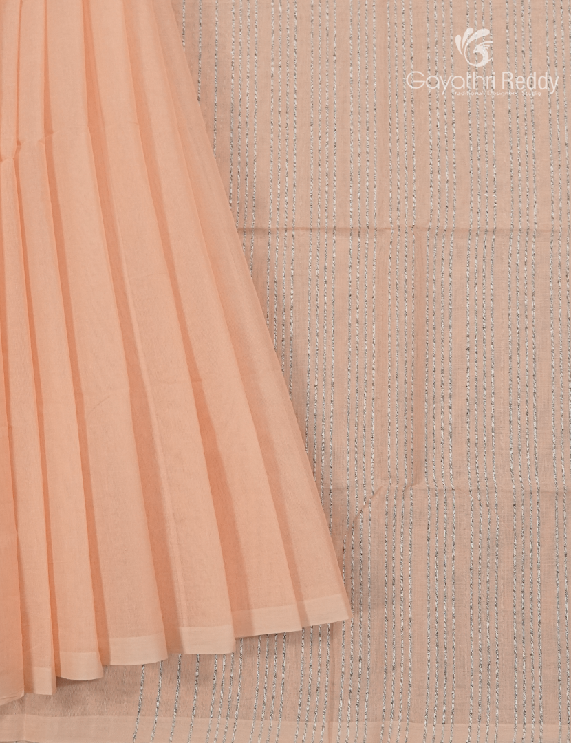 Pure Handloom Cotton Saree in Pastel Peach