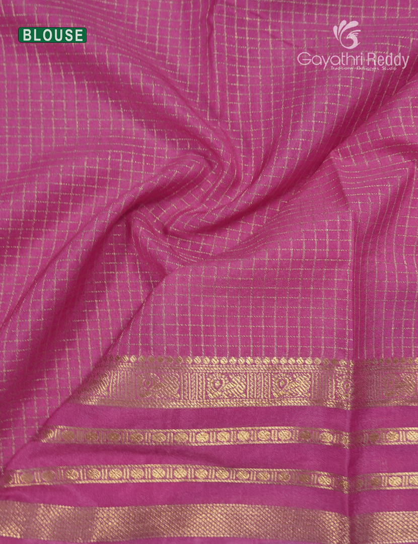Semi Mysore Crepe Saree in Rust Orange and Baby Pink