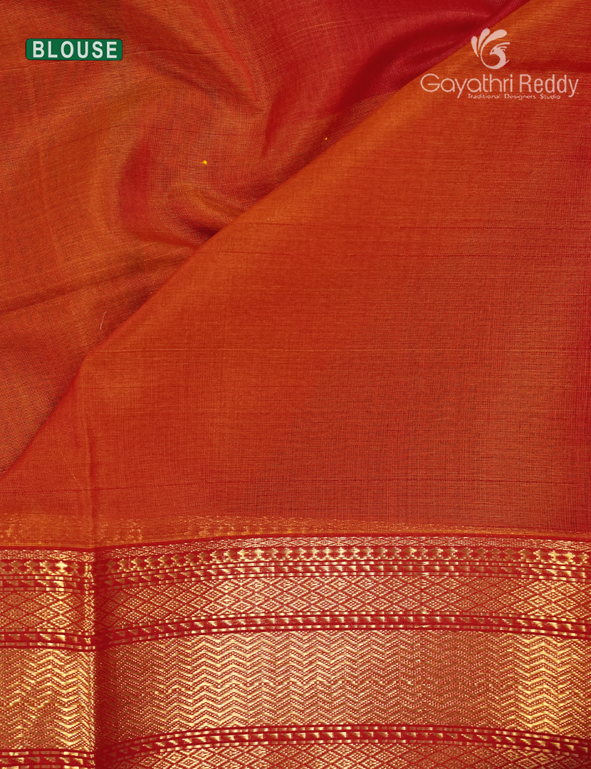 Pure Chanderi Sico Saree in Red and Orange