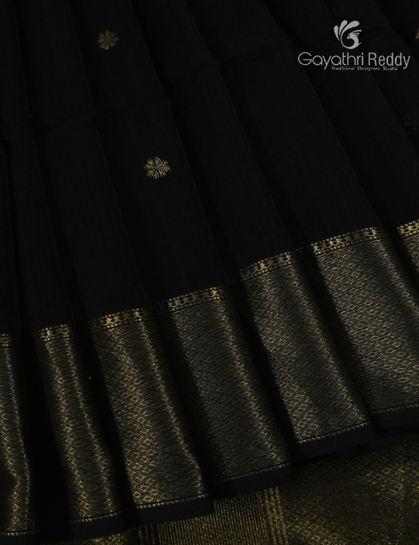 Pure Chanderi Sico Saree in Black