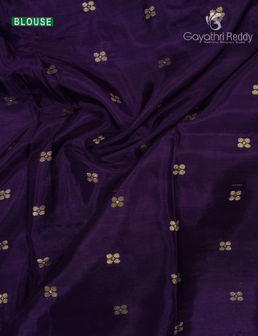 Semi Mysore Silk Saree in Sage Green and Navy Blue