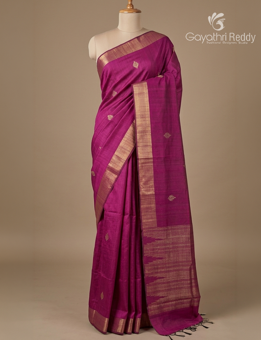 Pure Khadi Pattu Saree in Deep Purple