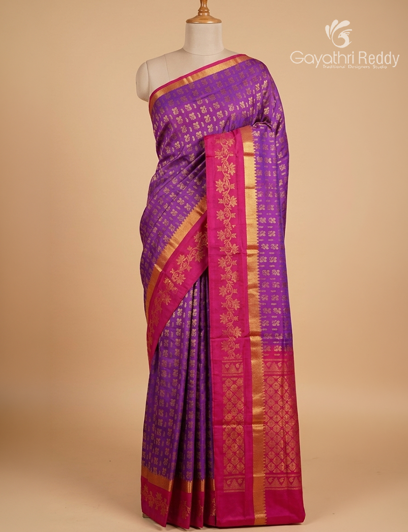 Pure Uppada Silk Saree in Purple and Pink
