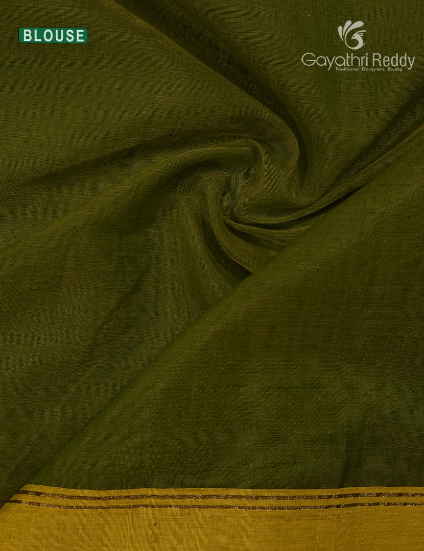 Pure Jamdani Kora Saree in Mehendi Green