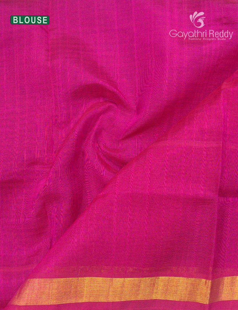 Pure Arani Sico Saree in Parrot Green and Rani Pink