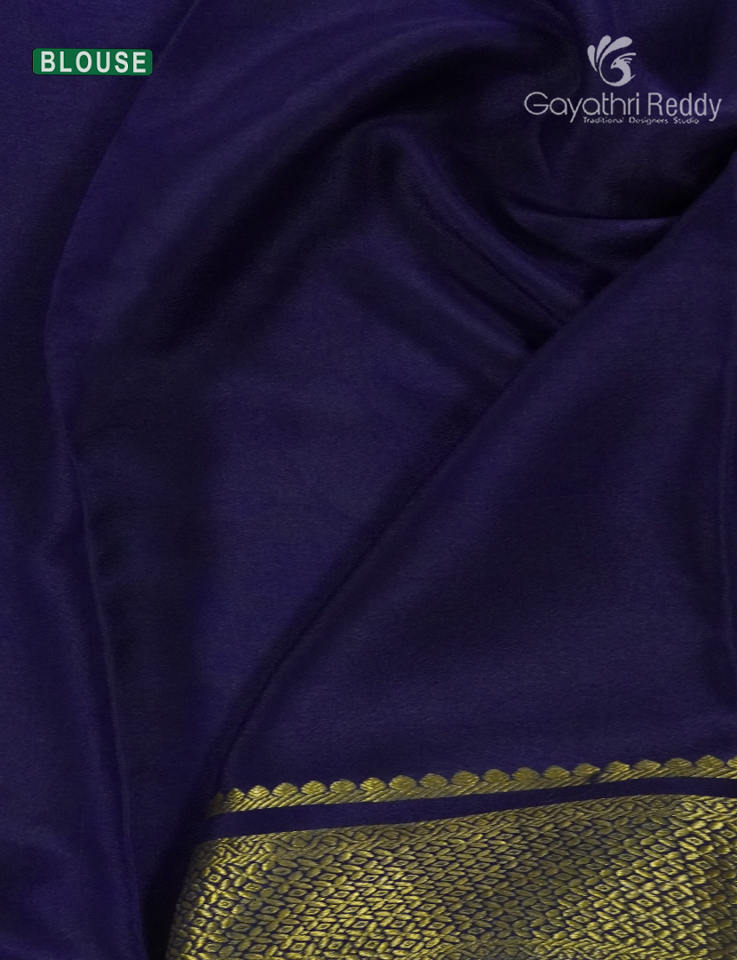 Pure Mysore Silk Saree in Sea Foam Green and Navy Blue