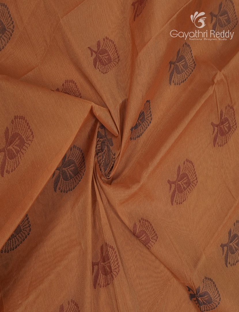 Pure Kanchi Cotton Saree in Rust
