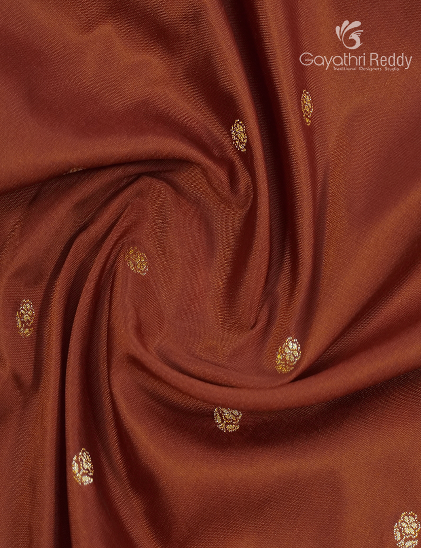 Semi Katan Silk Saree in Terracota Brown