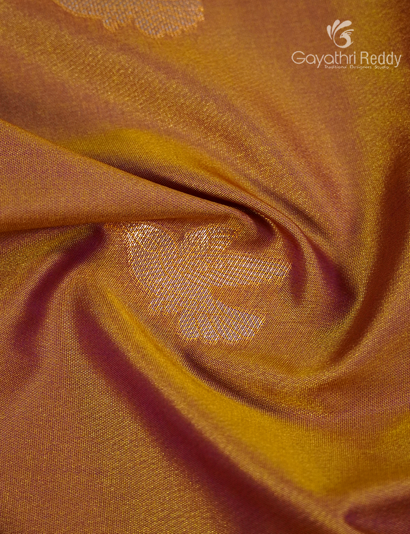 Semi Kanchipuran Silk Saree in Deep Mustard and Brown