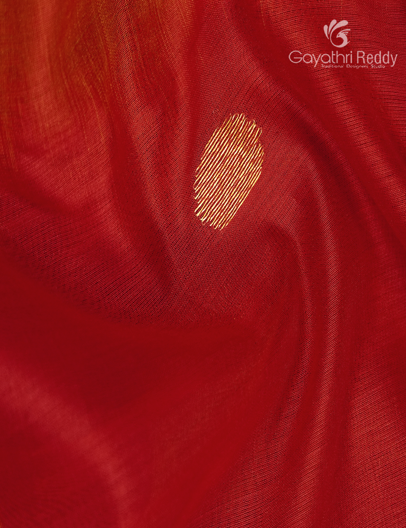Pure Chanderi Sico Saree in Red and Orange