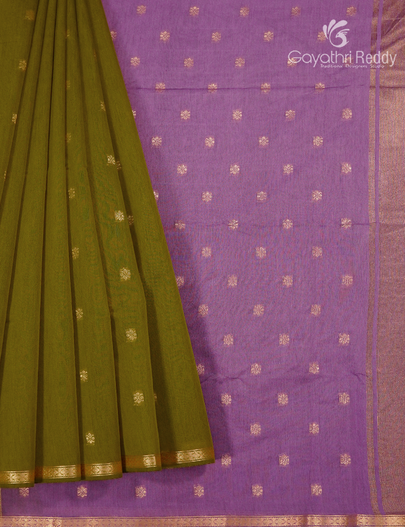 Kanchipuram Sico Saree in Mehendi Green and Lilac