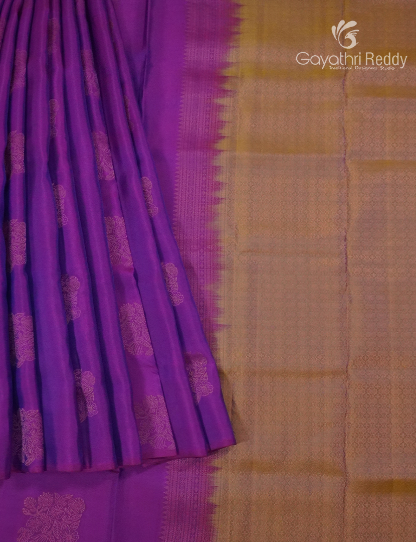 Pure Kanchipuram Silk Saree in Purple ( Butta Style )