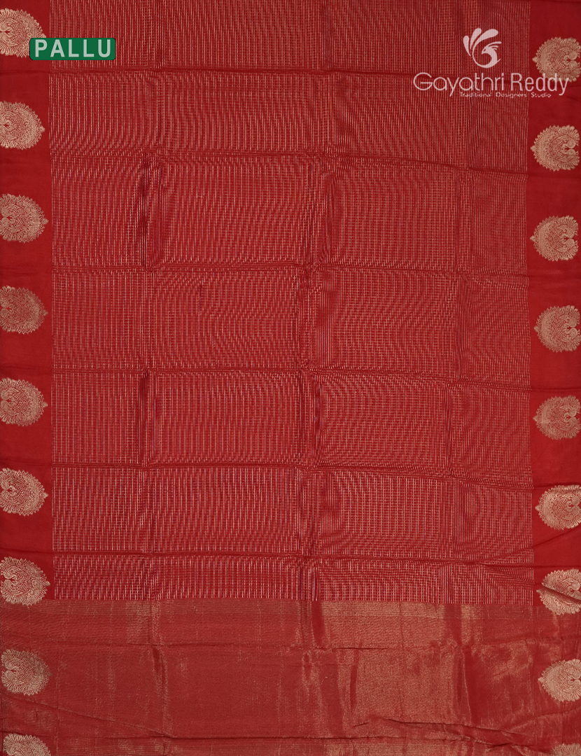 Semi Mysore Crepe Saree in Red