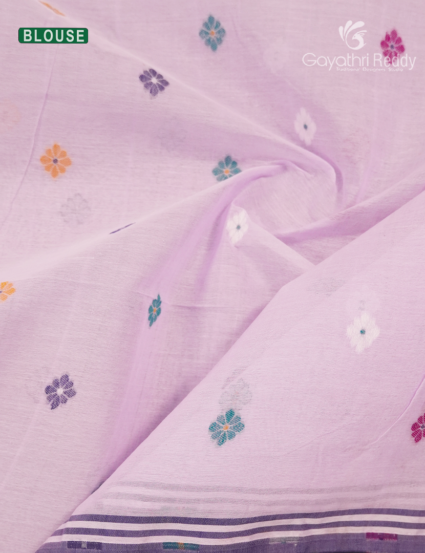 Jamdani Cotton Saree in Baby Pink