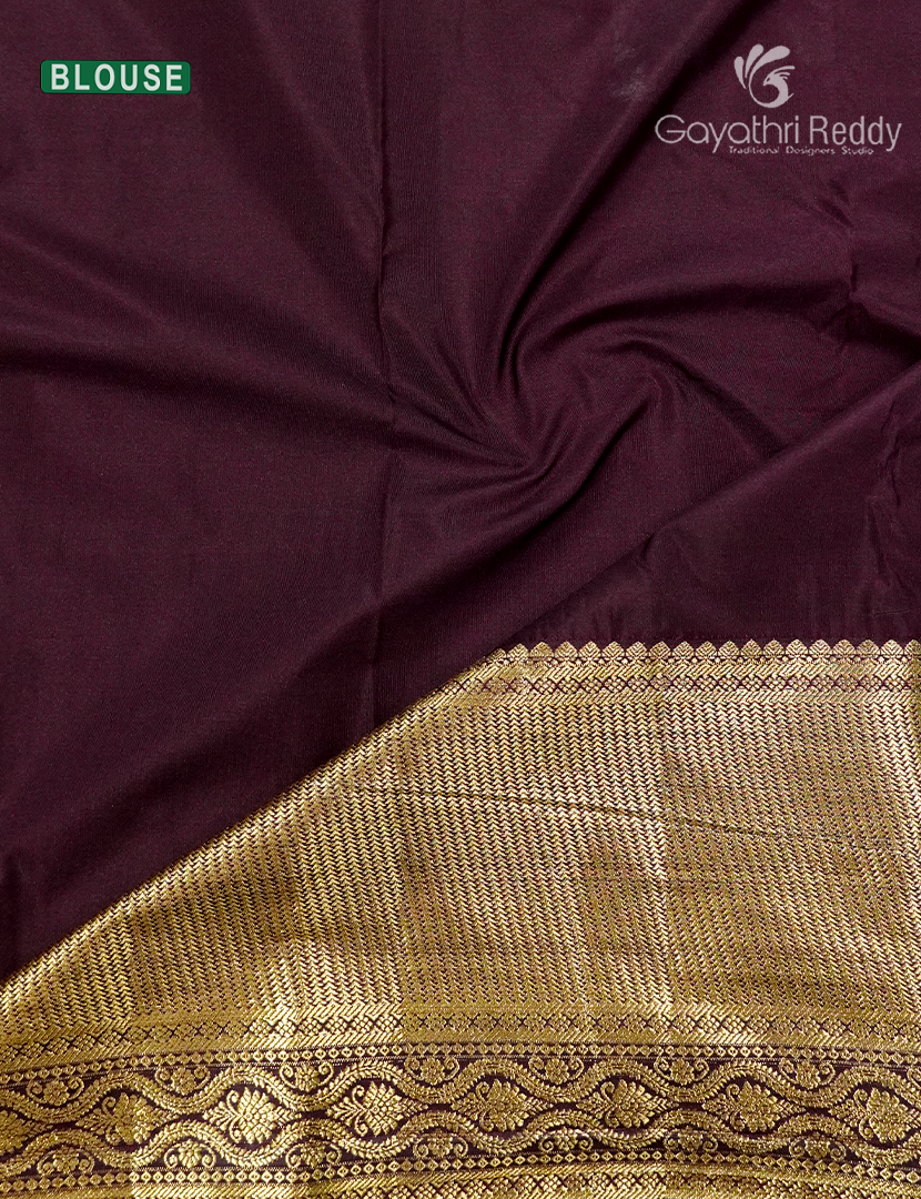 Semi Kanchipuram Silk Saree in Orange and Deep Brown