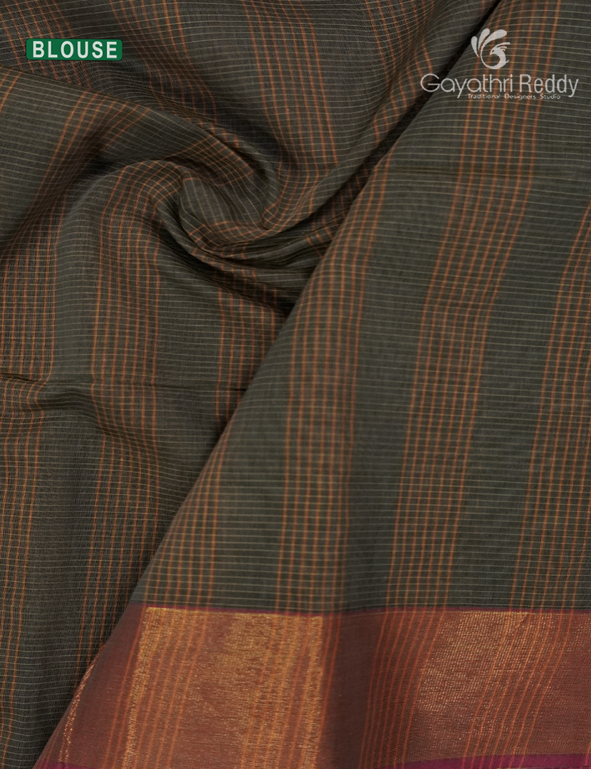 Semi Ikat Sico Saree in Deep Olive Green