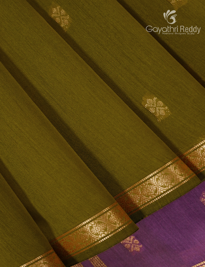 Kanchipuram Sico Saree in Mehendi Green and Lilac