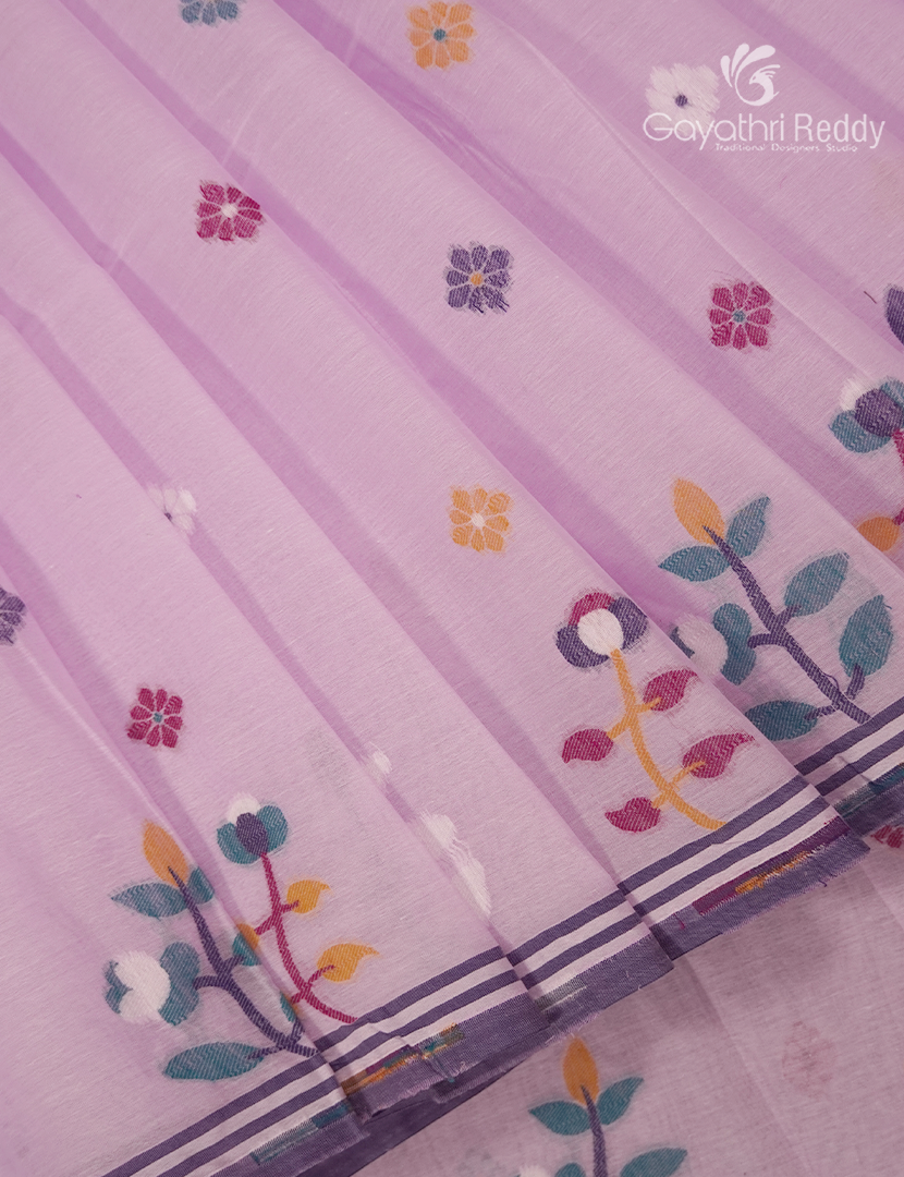 Jamdani Cotton Saree in Baby Pink