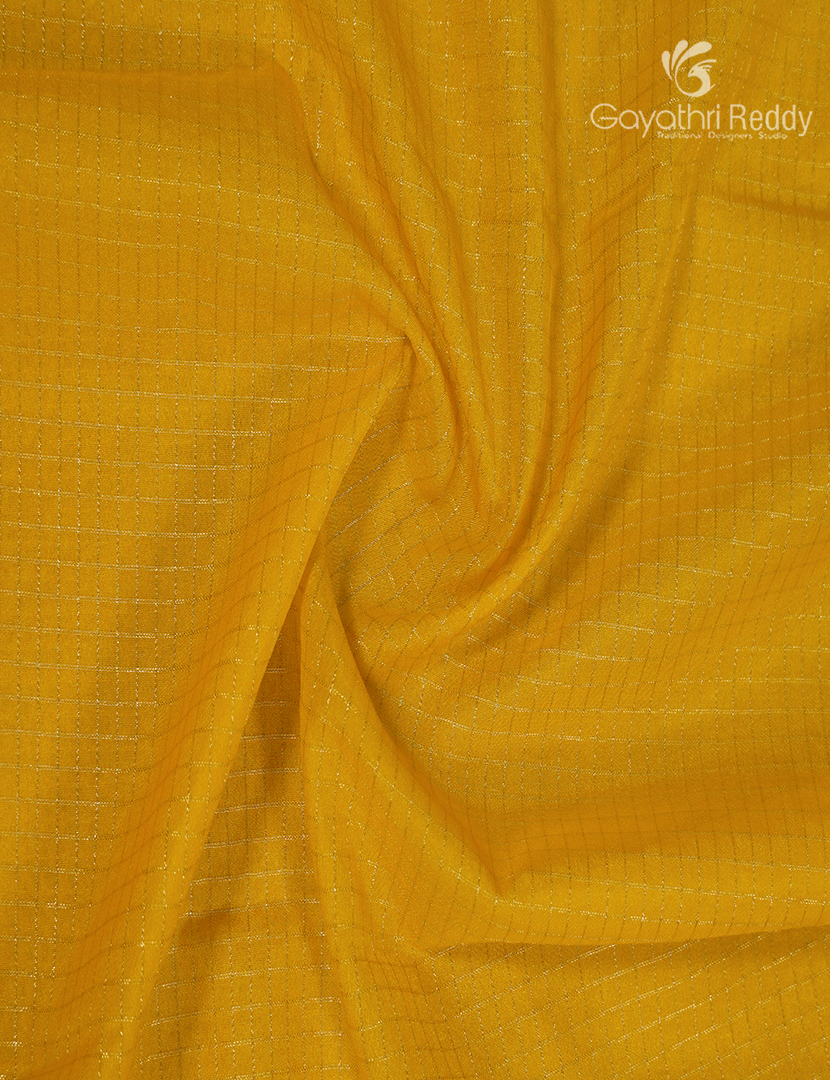Semi Mysore Crepe Saree in Mango Yellow and Deep Jamun