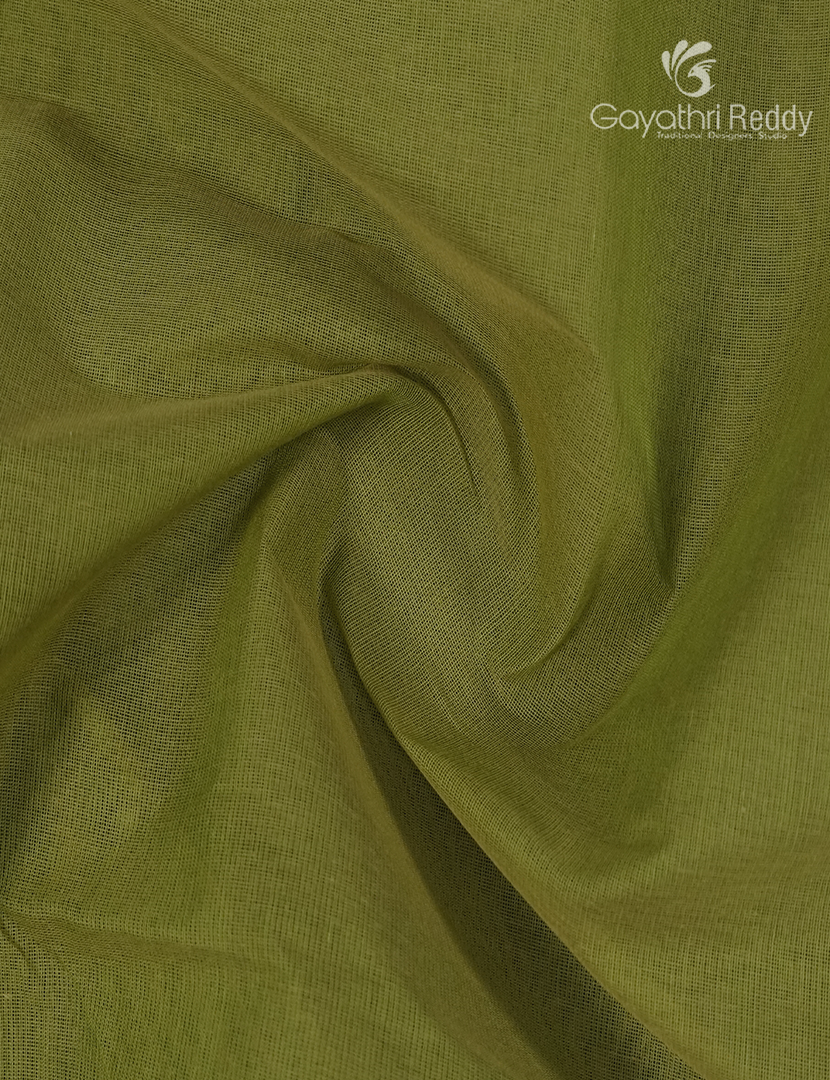 Pure Handloom Cotton Saree in Olive Green