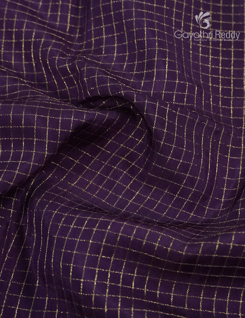 Semi Mysore Crepe Saree in Deep Violet and Yellow