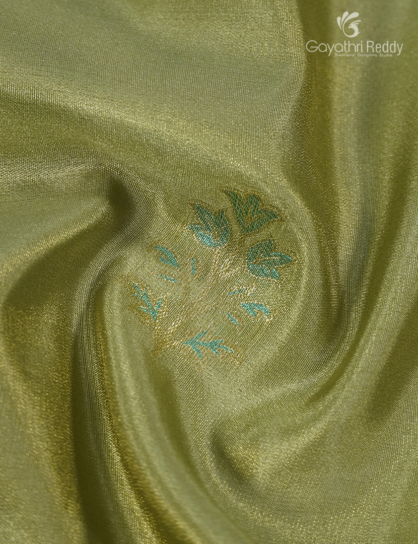 Semi Kanchipuram Silk Fancy Saree in Parrot Green