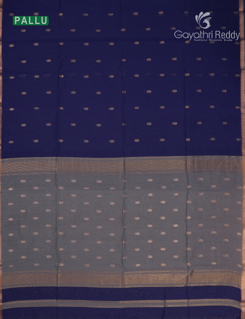 Kanchipuram Sico Saree in Navy Blue and Grey