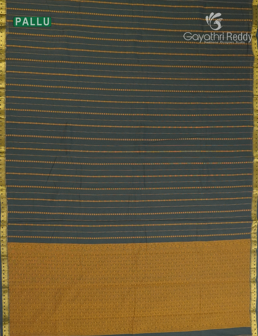 Pure Kanchi Cotton Saree in Slate Black
