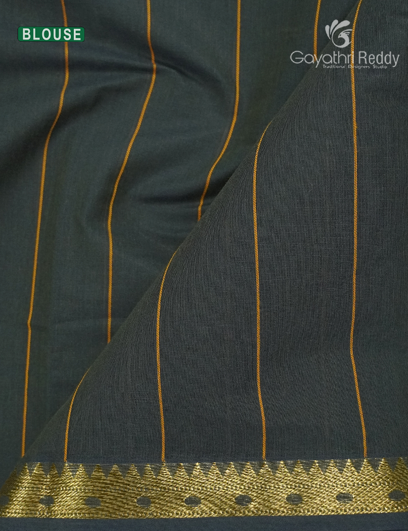 Pure Kanchi Cotton Saree in Slate Black