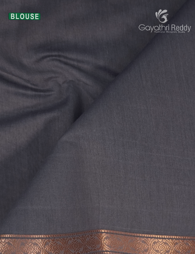 Kanchipuram Sico Saree in Navy Blue and Grey