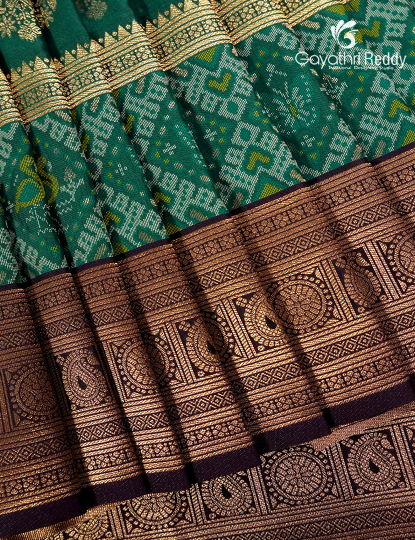 Semi Kanchipuram Art Silk Saree in Bottle Green