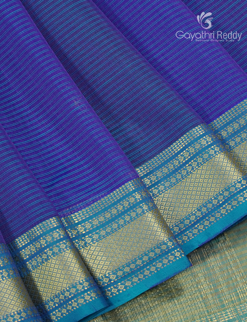 Pure Chanderi Sico Saree in Cobalt Blue