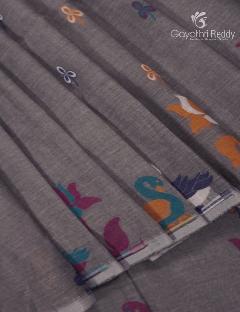 Jamdani Cotton Saree in Grey