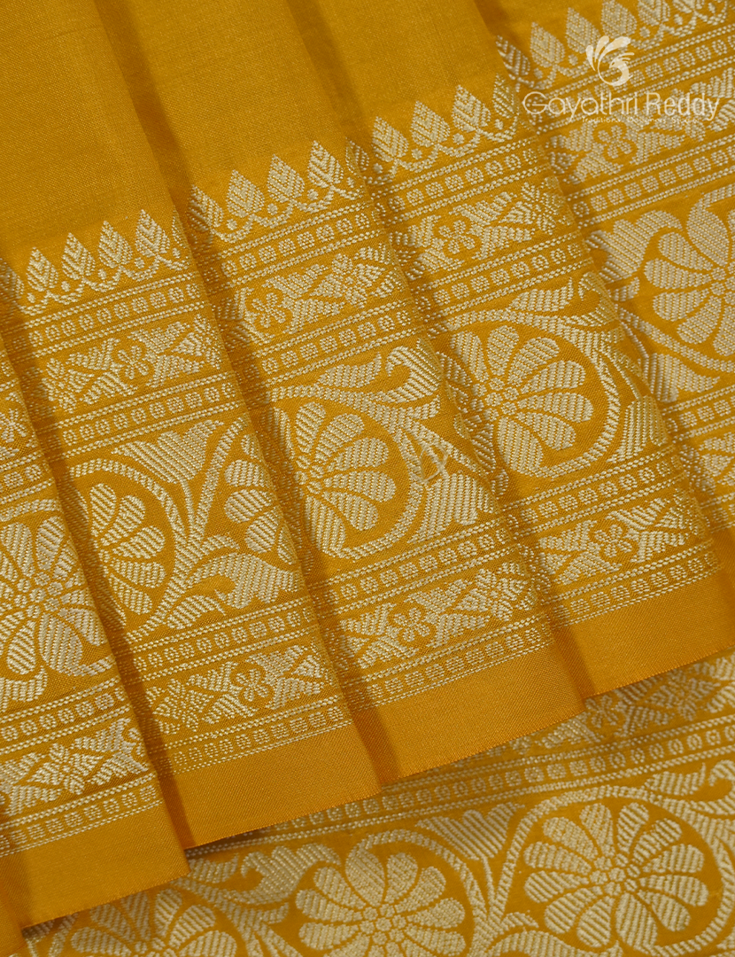 Pure Banaras Katan Silk Saree in Mango Yellow